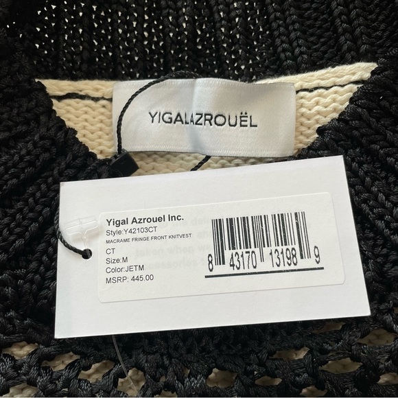 Yigal Azrouel Jet Ivory Macrame Fringe Knit Vest Sleeveless Sweater NWT Size M - Picture 9 of 12